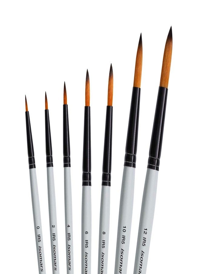 أيسومارس مجموعة فرش الرسم الدائرية من إيزومارز - مجموعة من 7 فرش احترافية للرسم بالألوان المائية والأكريليك والزيتية والرسم التفصيلي - مثالية للفنانين والطلاب والمصممين - Image 1